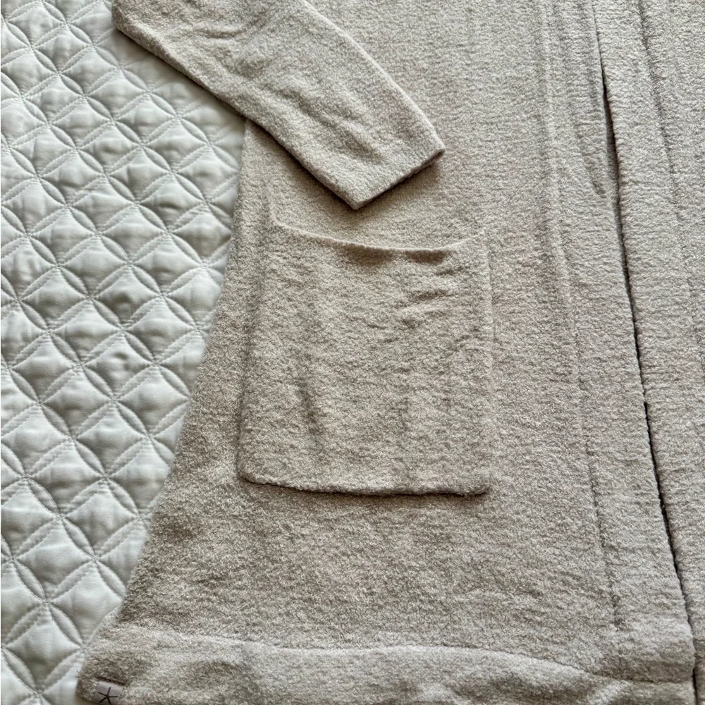 Barefoot Dreams CozyChic Lite Knit Hooded Cardigan with Pockets Stone Size XS/S